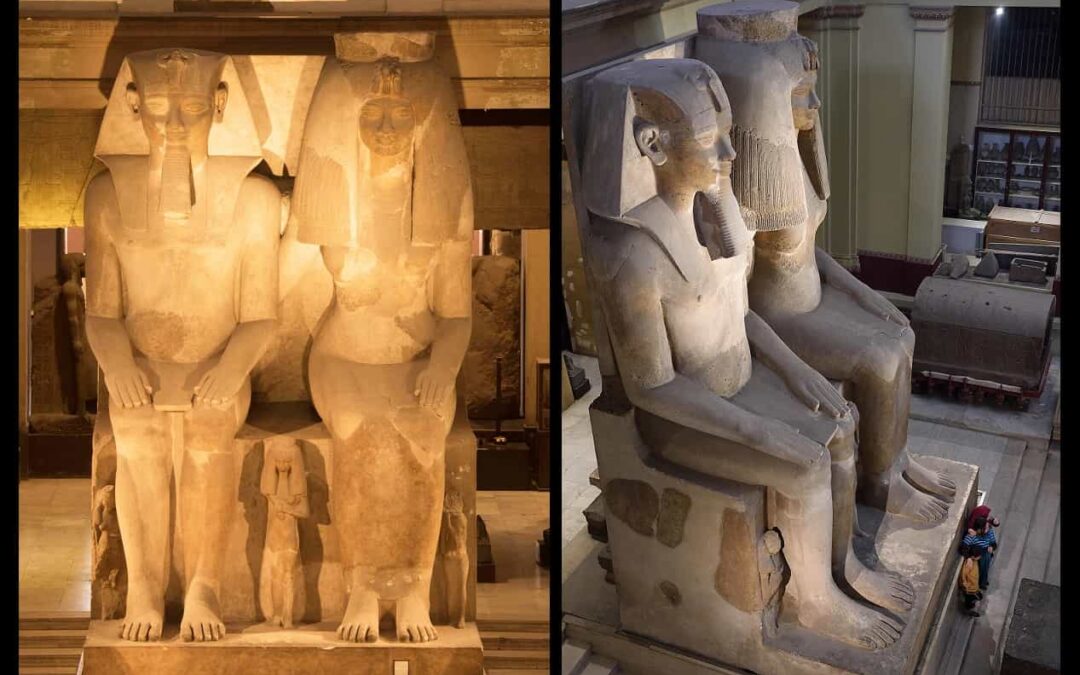 The Colossal Statue Of Amenhotep III And Tiye