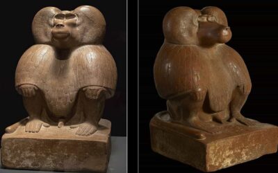 Figure of a Baboon Wearing a Feathered Hood